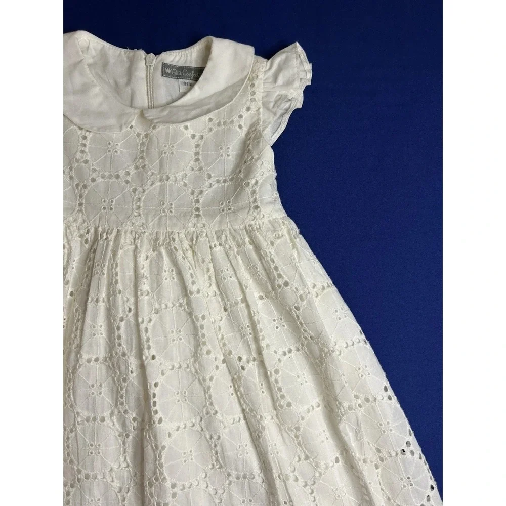 Petit Ami Girls White Eyelet Lace And Cotton‎ Dress Size 18 Months 18m Summer